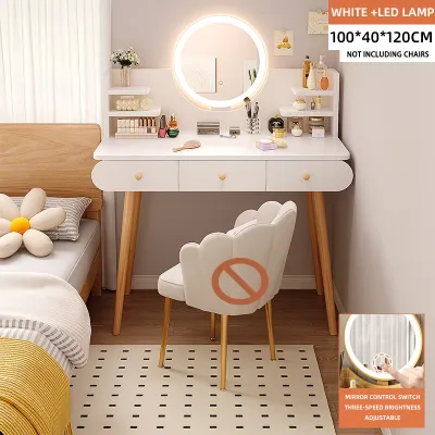 Dressing table bedroom beauty With LED Mirror skin care table multi-Hayer shelf with drawer dressing table Meja solek dengan laci 梳妆台 化妆桌