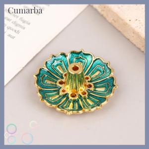 [Cumarba] 1Pc Lotus Alloy Incense Stick Holder Home Buddhism Line Incense Plate Sandalwood Base Delicate Temples Home Decor
