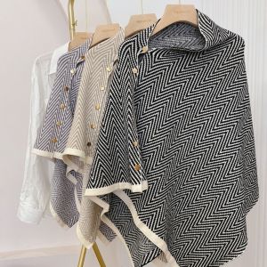 ADREE Ấm áp Khăn choàng Pashmina Dày có nút Áo len khăn choàng Thường ngày Áo choàng dày dệt ấm áp Mùa thu mùa đông