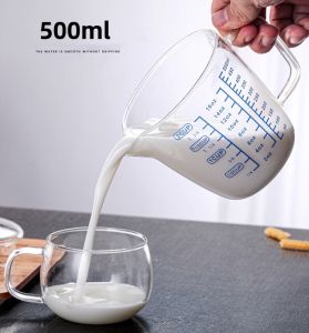 [SG SELLER] 500ML Glass Measuring Cup Heat-Resistant Borosilicate Glass Graduated Beaker Mug with Handle for Baking