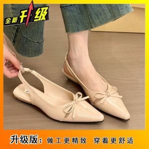 [Free Shipping] Spring And Summer New Collection: WomenS Pointed-Toe Flats Flat-Soled Sandals With A Bow And Open Back
