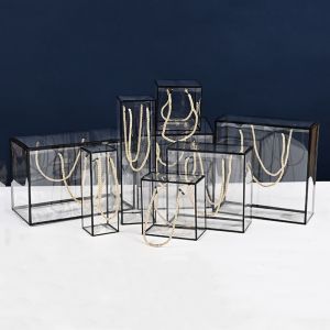 NEXTYOO 2pcs Trong suốt Hộp Kẹo nhựa Cắm hoa PVC Túi gói quà Chất lượng cao Có tay cầm Hộp gói quà Vật dụng lưu trữ