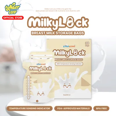 The Little Zions Milky Lock Breastmilk Storage Bags 240ml (8oz) – With Temperature Sensing Indicator BPA-Free Chemical-Free Pre-Sterilized
