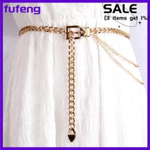 fufeng Multi Layer Metal Chain Belts for Women Waistbands Long Tassel Waist Chain Dress Jeans Belts Lady Waistband Belts Women Body Chain