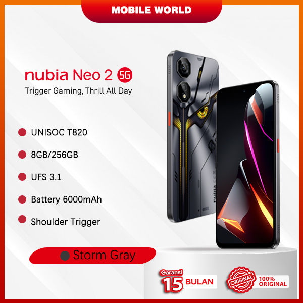 New Nubia Neo 2 5G Shoulder Air Trigger UFS 3.1 8+12/256GB Storm Gray Garansi Resmi