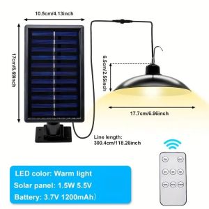 Lampu Sorot LED Tenaga Surya Dua Kepala / Lampu Gantung Outdoor 60 LED Tahan Air IP65 untuk Taman/Patio - Sakelar Tarik Hemat Energi