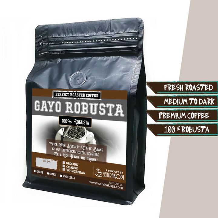 コーヒー ROBUSTA GAYO Robusta Aceh Gayo 200 Gr - Biji / Bubuk - Sentra Kopi