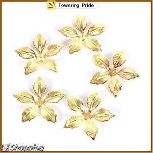 [Towering Pride] 50Pcs Set Vintage Metal Flower Filigree Slice Charms Jewelry DIY Craft Findings