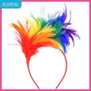 JCSYFAC Đầy Màu sắc Mardi Gras lông Headband flapper headpiece dành cho người lớn bên trang phục phụ kiện tóc
