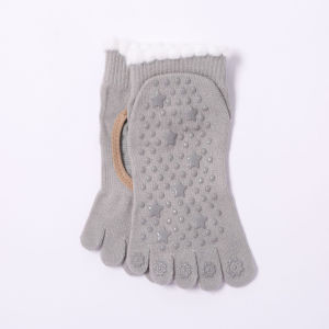 ถุงเท้าไม่ลื่นหัวยิมพิลาทิสโยคะลายดอกเมฆน่ารักสำหรับผู้หญิงถุงเท้าผ้าฝ้ายออกกำลังกายมีรูระบายอากาศ