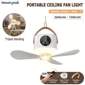 Mount Peak Ceiling Fan with Light Electric Fan Rechargeable Portable Outdoor Lamp Fan Household Hanging Fan with Remote Control Mosquito repellent function 12-hour battery life