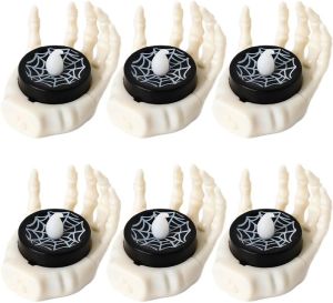 6Pcs Halloween LED Tealight Candles Skeleton Hand LED Flameless Night Light Spooky Party Decor Battery Operated Scary Prop for Haunted House Home Decor Lighting Lamps