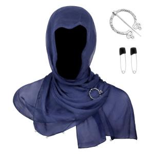 Medieval Themed Adjustable Hooded Scarf Shawl With Renaissances Brooch For Vikingly Cosplay Costume Halloween Event