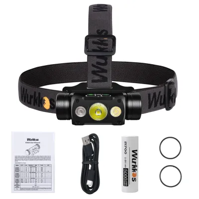 Wurkkos ไฟหน้า HD50แบบชาร์จไฟได้2A ไฟหน้า21700 4000lm XHP50.3 LH351D + ไฟ660nm สีแดง Toollamp โคมไฟสนาม