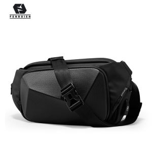 Fenruien Mens Messenger Shoulder Bag Convenient Casual Business Chest Bag Waterproof Crossboay Bag With USB Charing port