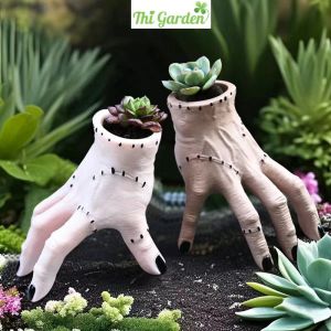 Chậu sen đá mini phong cách sáng tạo kết hợp làm giá đựng bút văn phòng Thi Garden phụ kiện trang trí sân vườn