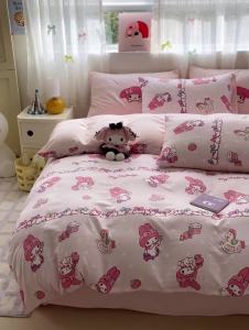 Cartoon Cute My Melody Duvet Cover Set of Four Sanrio Washed Cotton Bed Sheet Quilt Cover Bed Sheet Dormitory Bed Set of Three LZD
