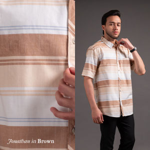 Coop Design - Jonathan Kemeja Pria Motif Salur Lengan Pendek