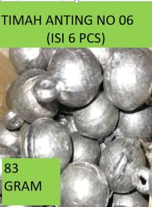 Timah Pemberat Pancing Anti Bulat Model Anting No 06 Isi 6 - Warna Ruang Abu-abu