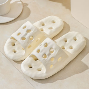 [Candy style] Slippers womens indoor bathing leaking household hole hollow bathroom EVA thick bottom cool slippers men