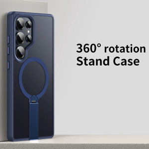 360 Hidden Metal Stand Magnetic Case for Magsafe for Samsung Galaxy S24 S25 Ultra S24+ S25+ Matte Shockproof Phone Cover