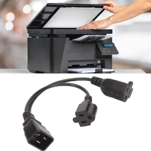 3-Prong C14 to Nema 5-15R+5-20R Connector Adapter Cord Male Plug to Female Socket Converter Cable Y-splitter Power Line