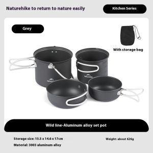 Cooking Set 2-3 Orang Naturehike NH15T401-G Alat masak Camping Hiking NH18T018-G Panci Penggorengan Nesting