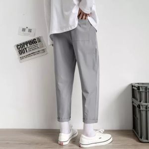 กางเกงแสลคชาย ผู้ชายกางเกงกีฬาสบายๆสีทึบกางเกงที่เรียบง่ายสำหรับผู้ชายรูปแบบถนนกางเกงแบบบางติดตามกางเกงสำหรับออกกำลังกาย 2021 pants new