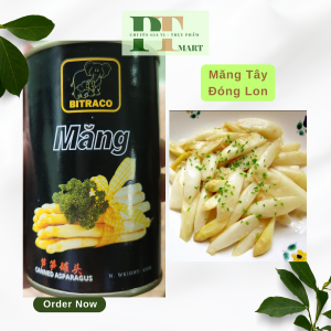HSD.2027 Măng tây đóng hộp ASPARAGUS lon 430g. Nấu súp canh lẩu trộn salad xào