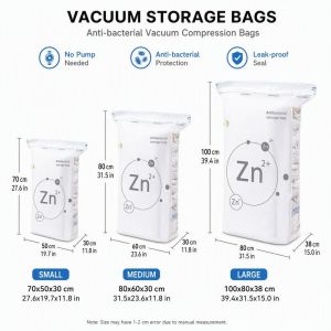 MLADEN No Pumping Antibacterial Vacuum Compression Bag Travel Home Clothes Quilt Vacuum Storage Seal Bag