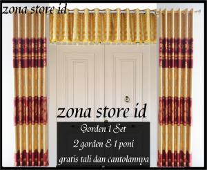 Gorden Jendela Pintu Minimalis Smokring Motif Batik Gorden Satu Set Poni A tas Pintu Minimalis