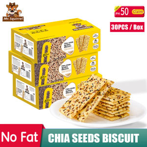 Mr.Squirrel Chia Seeds Biscuits 30PCS/BOX No Sugar Low Carb Healthy Snacks Soda Biscuits Keto Snacks