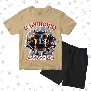 Baju Kaos Setelan Distro Anak Perempuan Motif Ballerina Cappuccina Anomali Keren 1 -10 Tahun - DTF