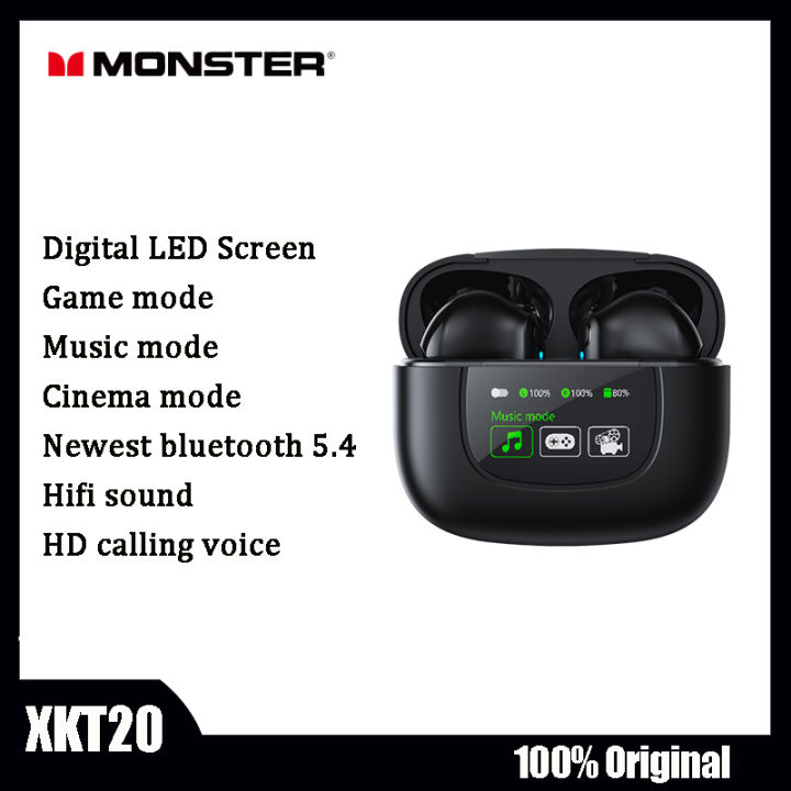 Monster XKT20 Wireless Earphones Bluetooth V5.4 Earbuds LED Screen