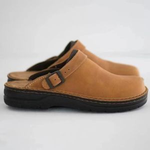 [Free Shipping] Flat-Soled Wedge-Heeled Square-Toed Open-Back Low-Cut MenS Casual Versatile Large-Size Sandals And Slippers