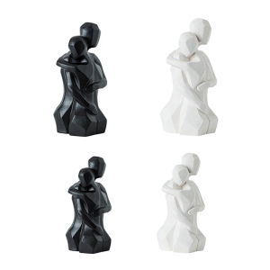 Handcrafted Ceramics Embracing Couple Statue Symbolizing Love Artwork For Living Room Shelf Display