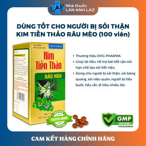 KIM TIỀN THẢO RÂU MÈO DHG (100 viên) - Viên uống hỗ trợ cho người sỏi thận sỏi tiết niệu.