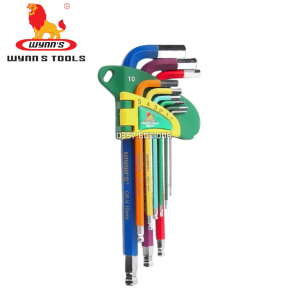 Bộ Lục Giác Đầu Bi Sắc Màu 9 Món Ngắn Lục Lăng Đầu Bi W9921A Wynns Thép CR-V chuyên dùng để vặn tháo lắp bulong ốc vít đầu lục giác