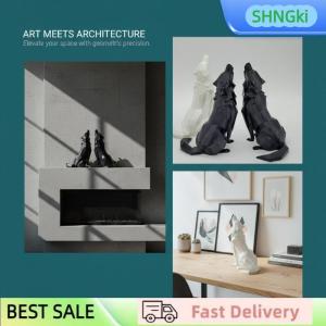 SHNGki Modern Abstract Geometric Wolf Sculpture 3D Printed Plastic Statue Office Decor Indoor & Outdoor Use