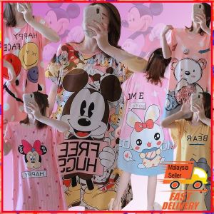 CP Mall [Ready Stock] Women Plus Size Cartoon Pyjamas Baju Tidur Rumah Pajamas Nightwear Nightdress Sleepwear Fit Till XXL L945 - (with 26 design optional) Baju Tidur Wanita