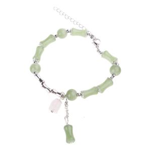 กำไลข้อมือจำลองมีสไตล์สร้อยข้อมือไม้ไผ่ทำมือปรับความยาวได้วัสดุเรซิ่นสร้อยข้อมือลูกปัดผู้หญิง