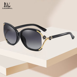 LouisWill Newest Sunglasses Women Sunglasses Ladies Eyewear Anti-UV Square Sun Glasses Accessories Retro Camellia Summer Glasses for Women with Free Glasses Box