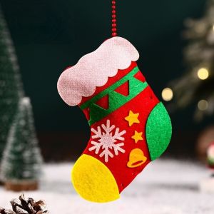 DAWEIF Christmas Tree DIY Christmas Pendant Santa Claus Christmas Stocking Christmas Toy Montessori Handmade Xmas Non-Woven Charms Kindergarten