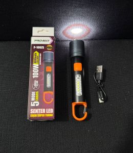 COD~Senter Tangan ZOOM Probest 100W Cahaya Putih Body alumunium / Senter Tangan ZOOM murah p-100zs senter led