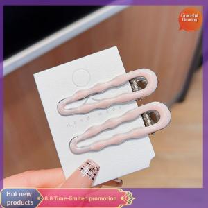 Graceful Simple Wave Oval Pink Seamless Hair Clip Women Acetate Sheet Bangs Clip Hair Duckbill Clip Hairpins Hair Styling Tool Gift