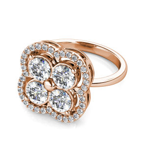 Her Jewellery Elegant Clover Spinning Ring - Luxury Crystal Embellishments plated with 18K Gold