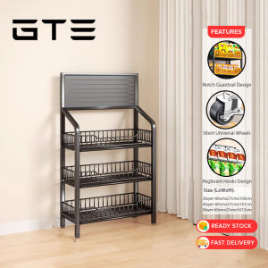 GTE Multilayer Storage Rack for Supermarket Shelf Convenience Store Wheels Rack Basket Frame Home Storage Rack Rak Pameran Minuman Kedai - Fulfilled by GTE SHOP