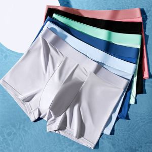 SMVU 3Pcs เอวกลางเอว กางเกงในชายไอซ์สลิม ไร้รอย กางเกงในขาสั้น กางเกงในไร้รอยต่อ ระบายอากาศได้ระบายอากาศ แข็งและแข็งแรง ชุดชั้นในสำหรับผู้ชาย ตัวผู้ผู้