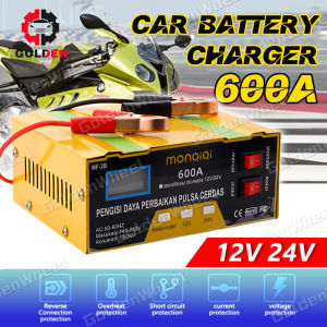 Charger Aki Mobil Motor Portable Automatic Smart Intelligent Chip 12V 24V 6-105A Otomatis Accu Kering Dan Basah Lead Acid Battery Charger Auto Cut Off