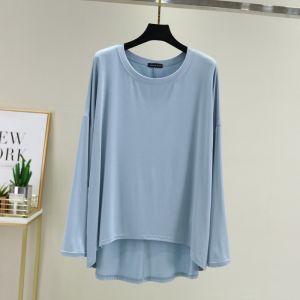 Stella Fashion Women loose t-shirt Round Neck Plain Long Sleeve Modal Blouse Muslimah Plus Size Bottoming Shirt 莫代尔长袖打底衫